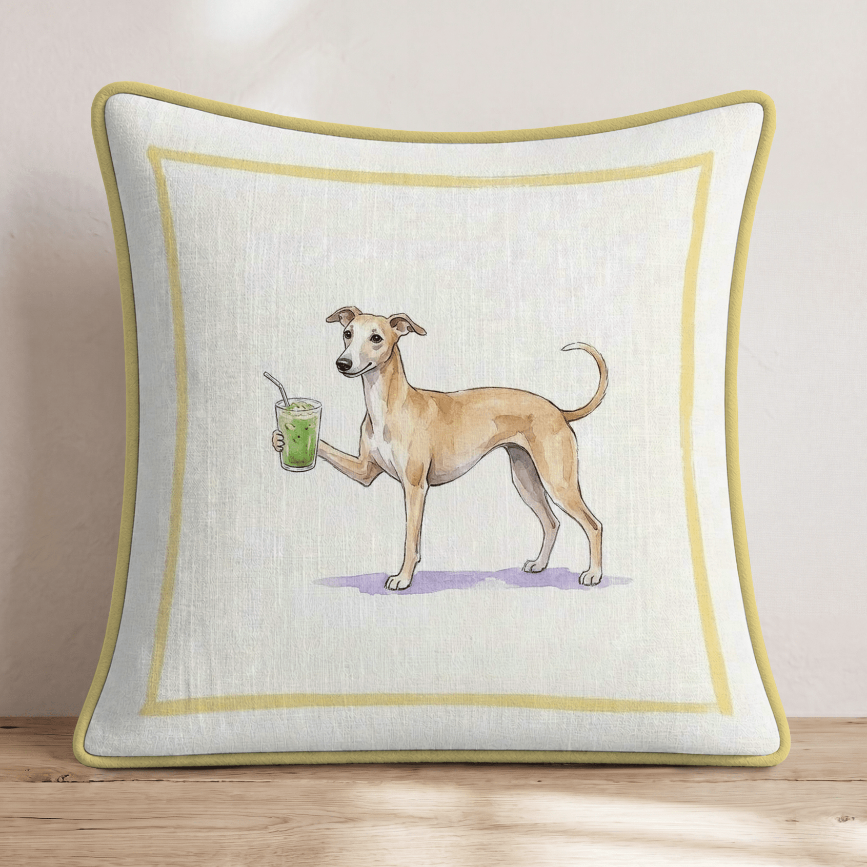 Whippet Matcha Throw Pillow - Hillcroft Home