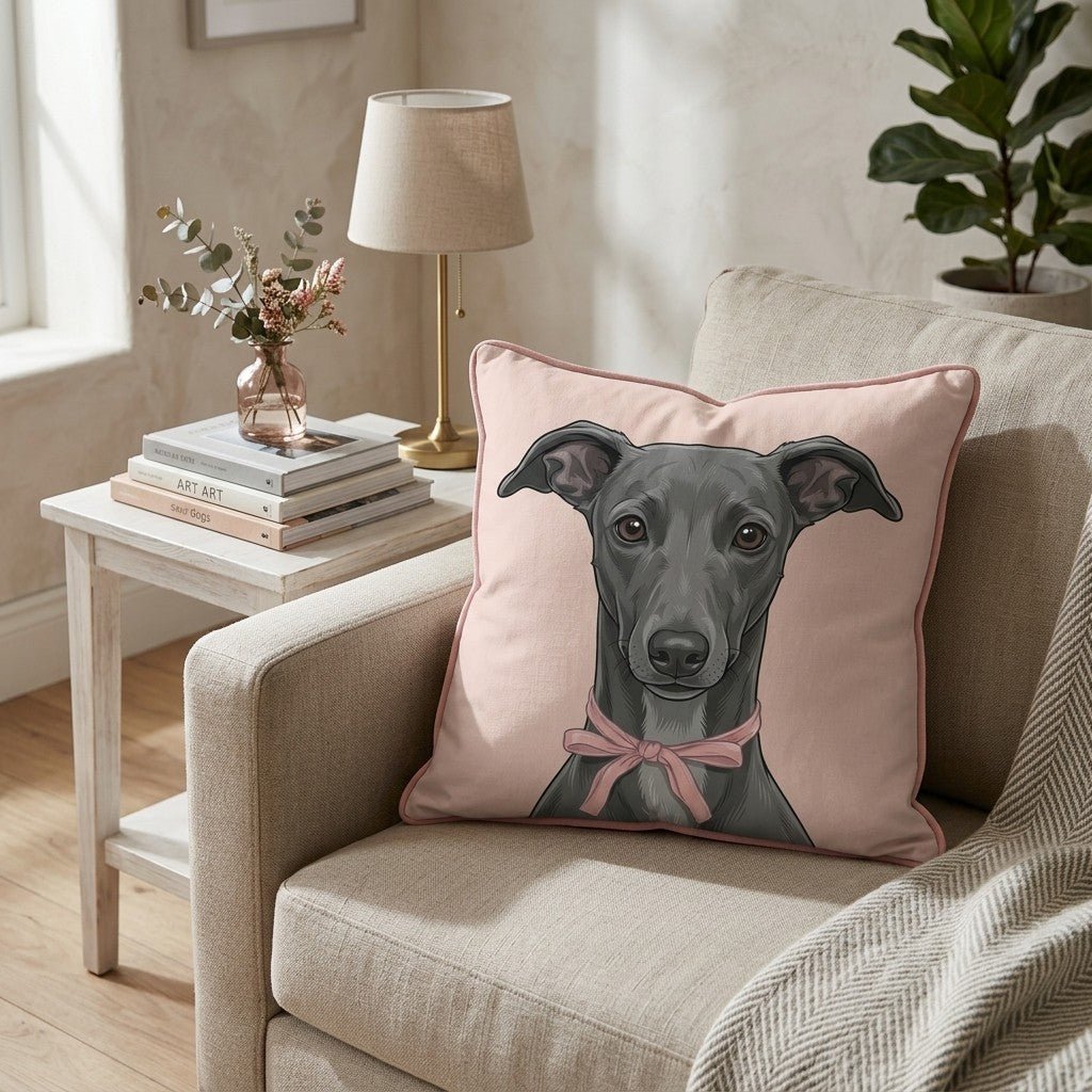 Whippet Portrait Throw Pillow - Hillcroft Home