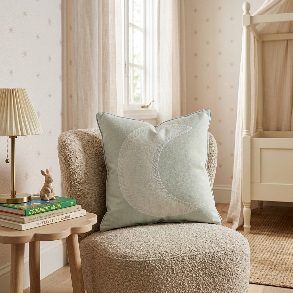 White Crescent Sage Throw Pillow - Hillcroft Home
