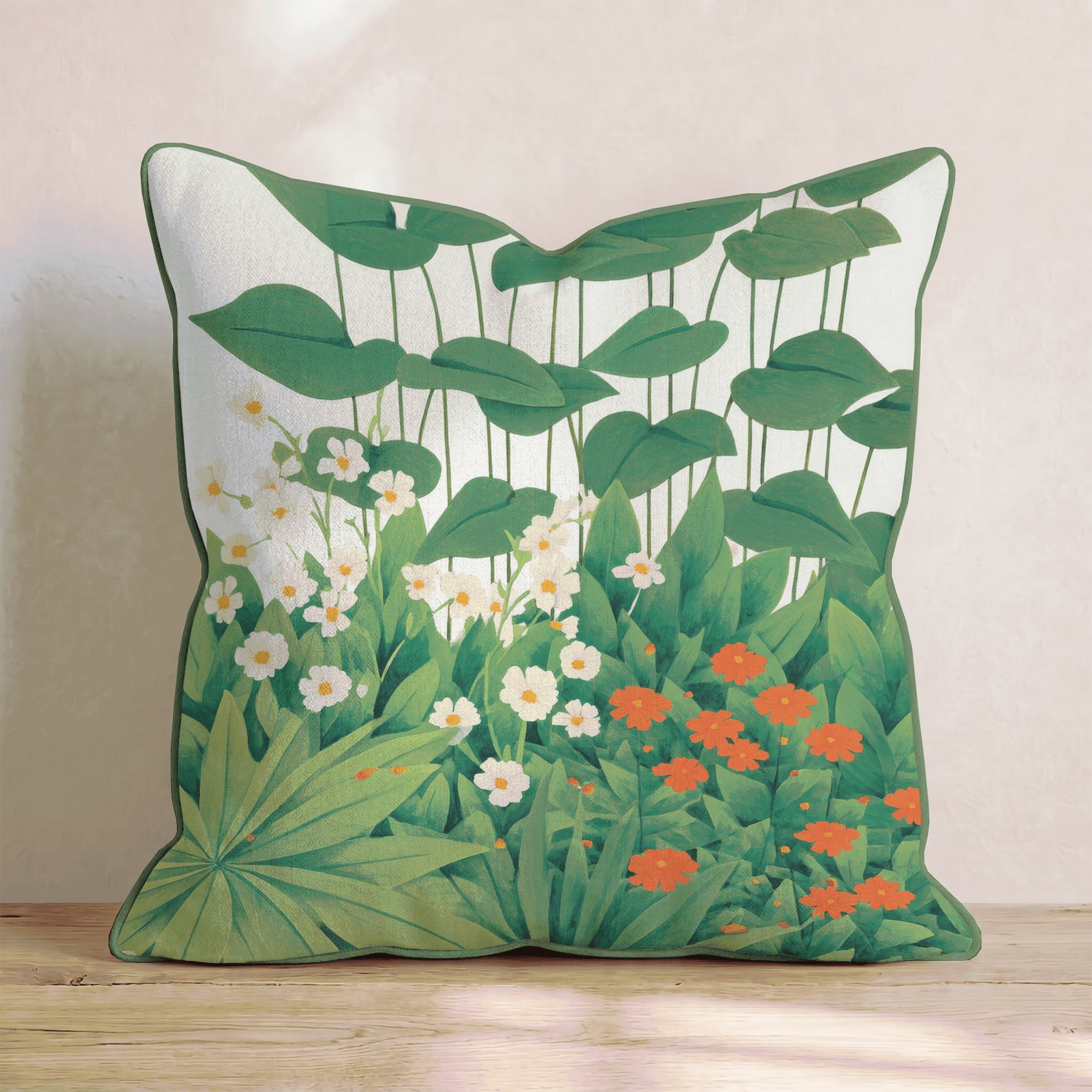 White Orange Garden Throw Pillow - Hillcroft Home