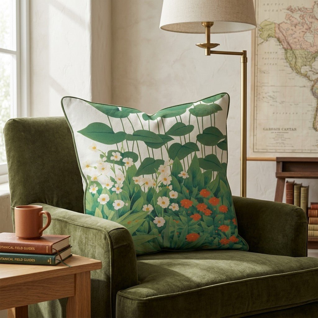 White Orange Garden Throw Pillow - Hillcroft Home