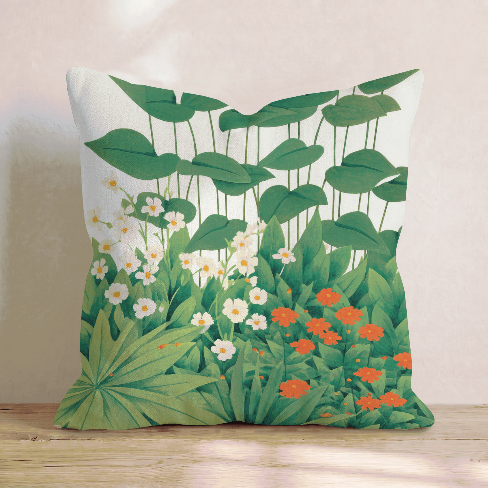 White Orange Garden Throw Pillow - Hillcroft Home