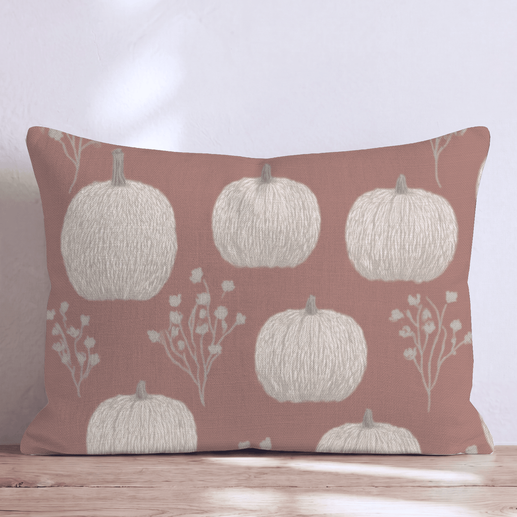White Pumpkins on Rust Throw Pillow - Hillcroft Home