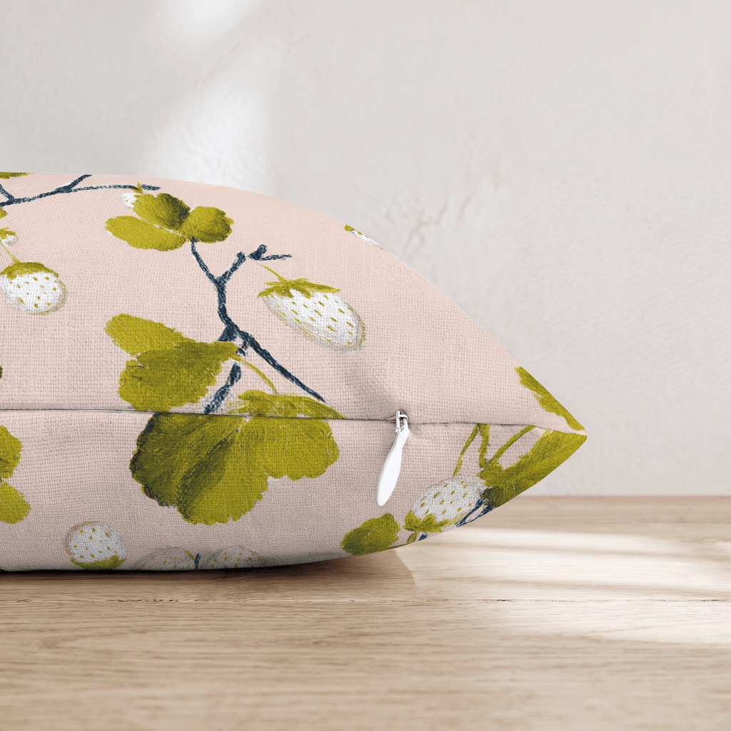 White Strawberry Throw Pillow - Hillcroft Home