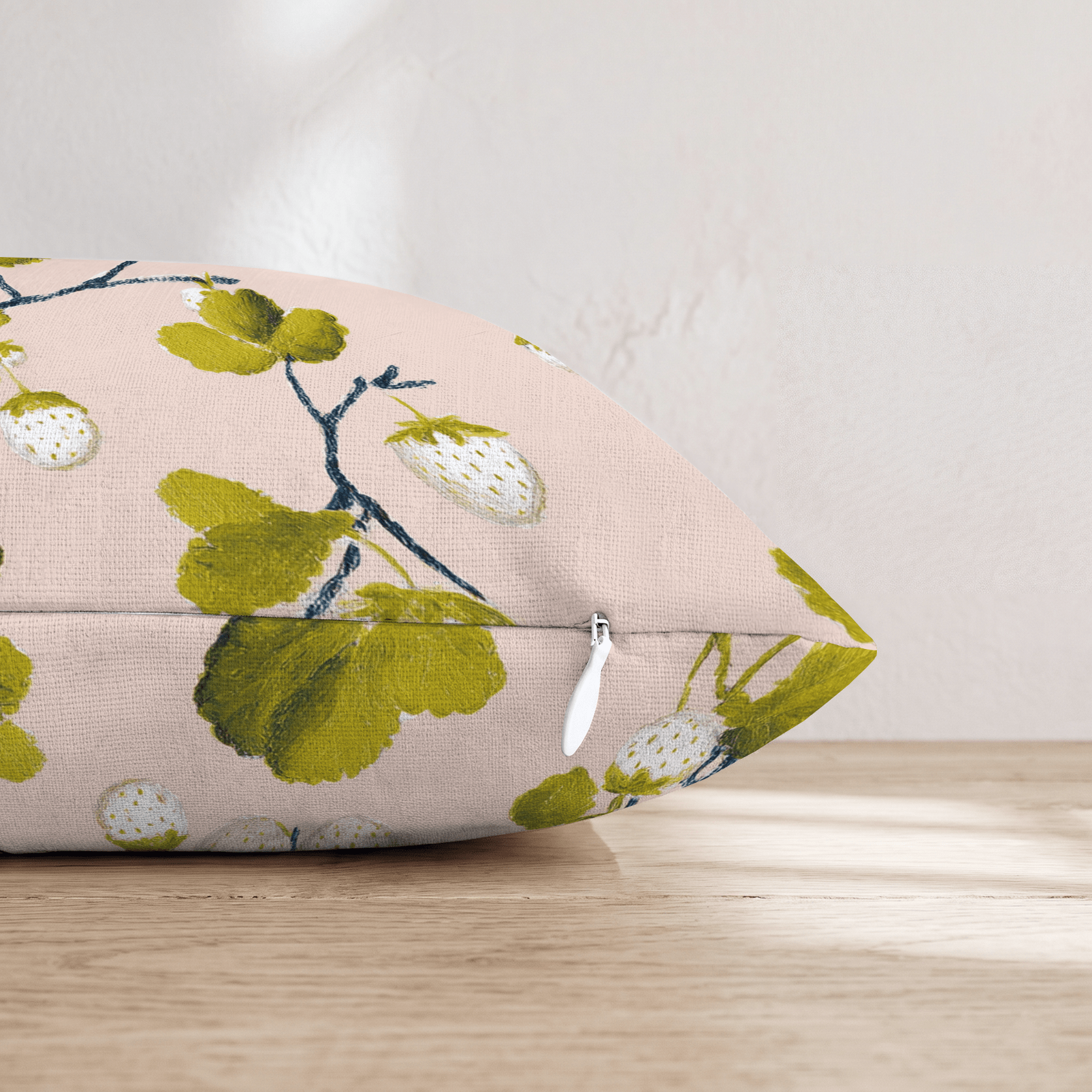 White Strawberry Throw Pillow - Hillcroft Home