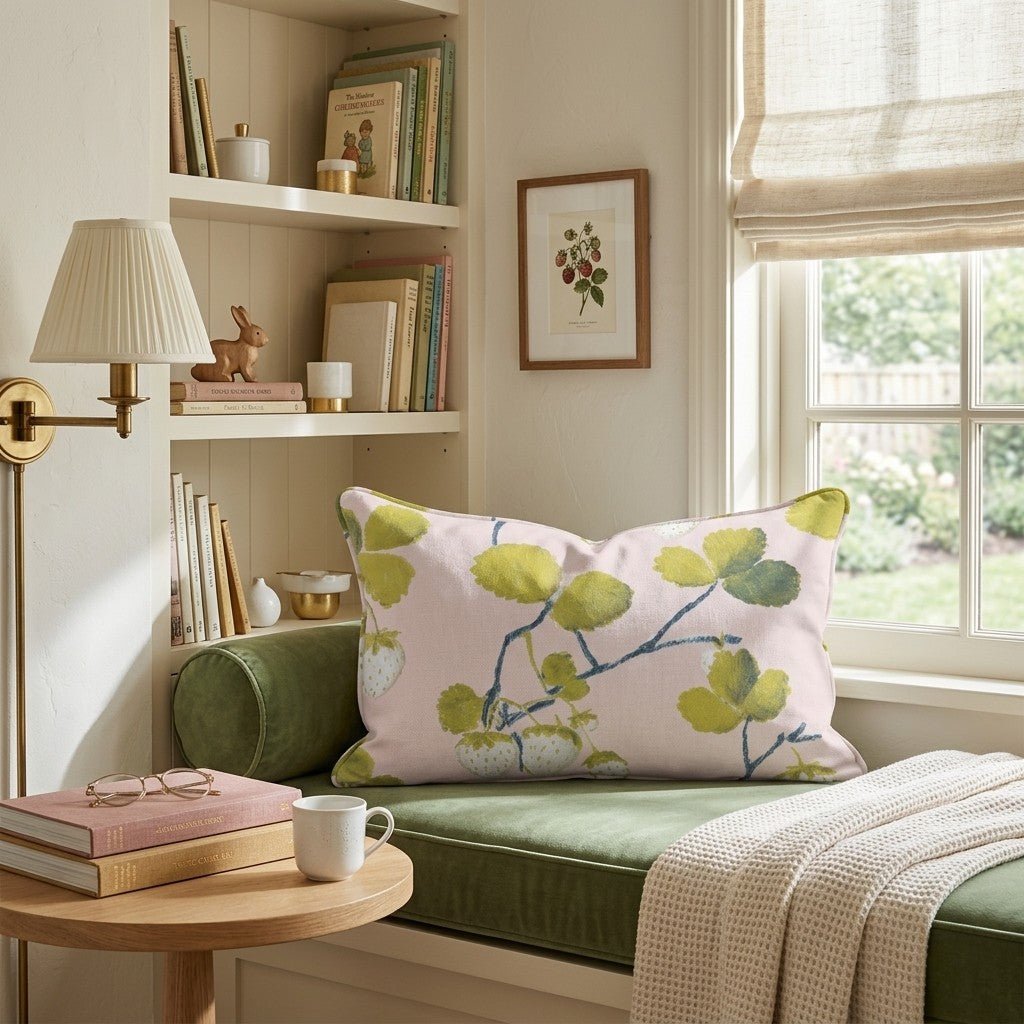 White Strawberry Throw Pillow - Hillcroft Home