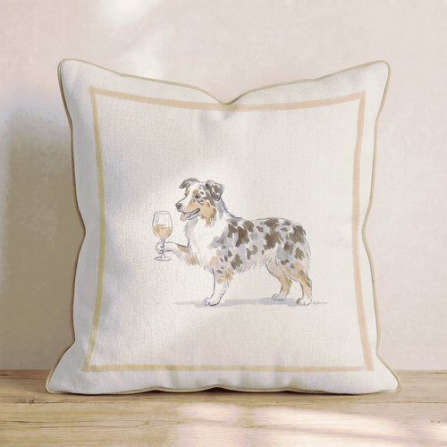 White Wine Australian Shepherd Throw Pillow - Hillcroft Home