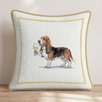 White Wine Basset Hound Throw Pillow - Hillcroft Home
