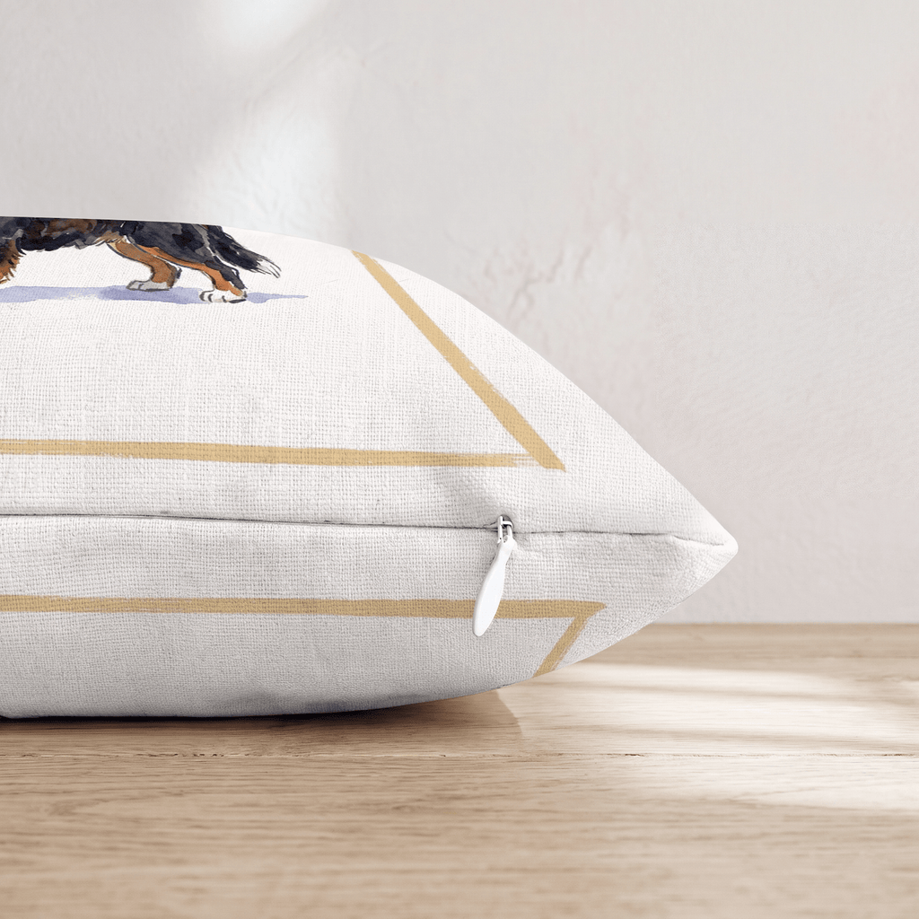 White Wine Bernese Mountain Dog Throw Pillow - Hillcroft Home