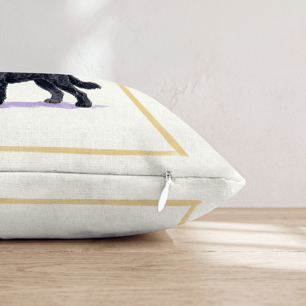 White Wine Black Goldendoodle Throw Pillow - Hillcroft Home