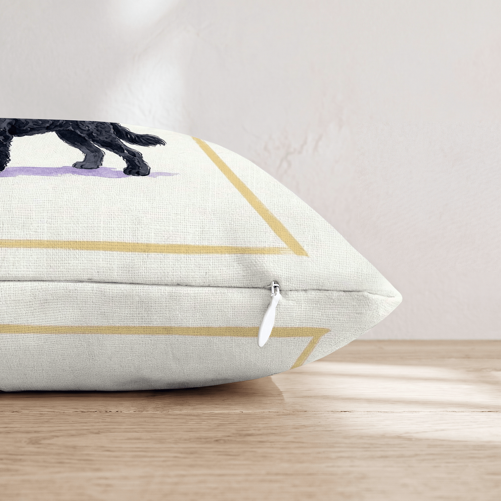 White Wine Black Goldendoodle Throw Pillow - Hillcroft Home