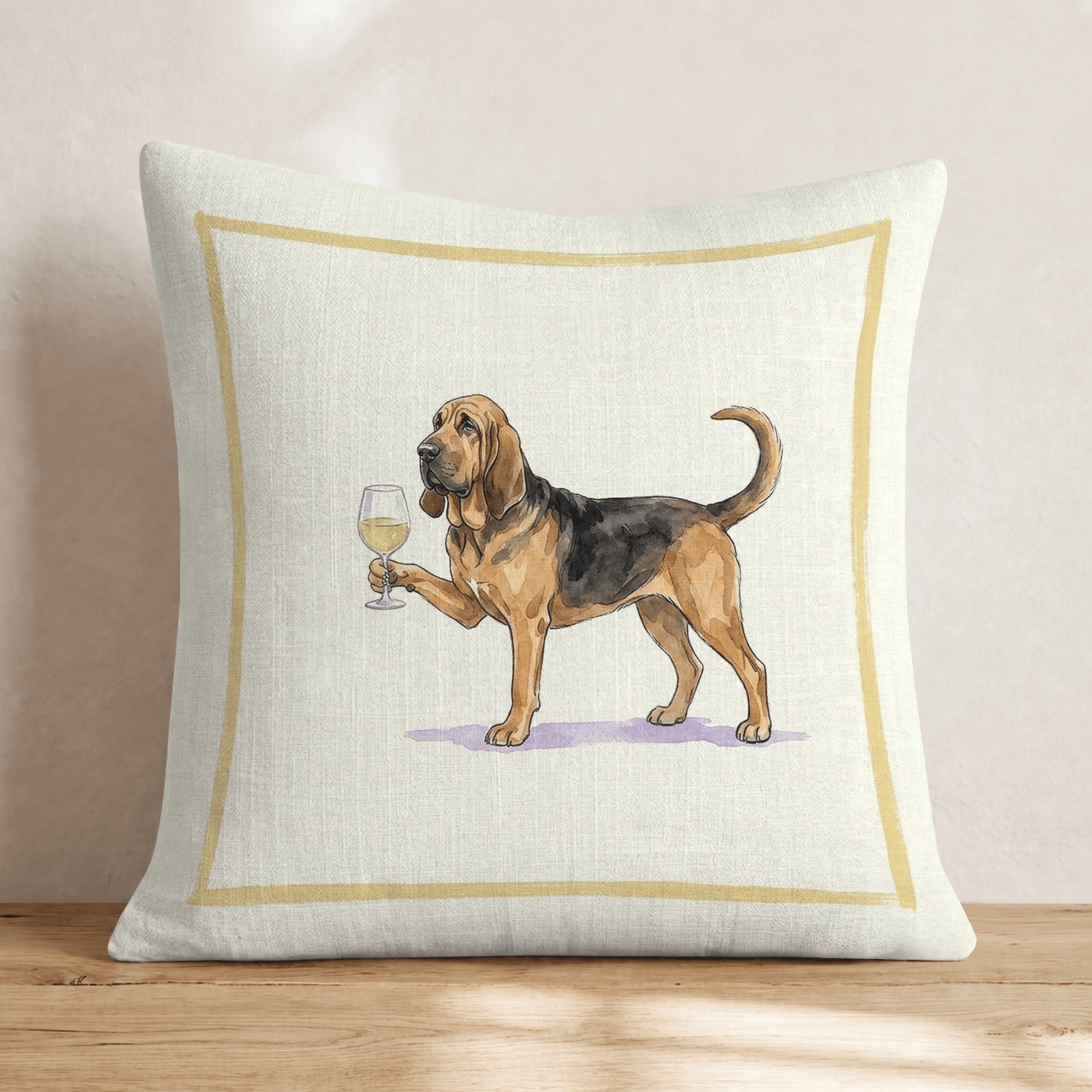 White Wine Bloodhound Throw Pillow - Hillcroft Home