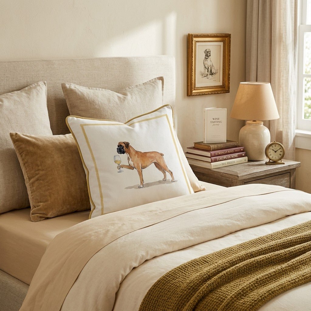 White Wine Boxer Throw Pillow - Hillcroft Home