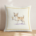 White Wine Chihuahua Throw Pillow - Hillcroft Home