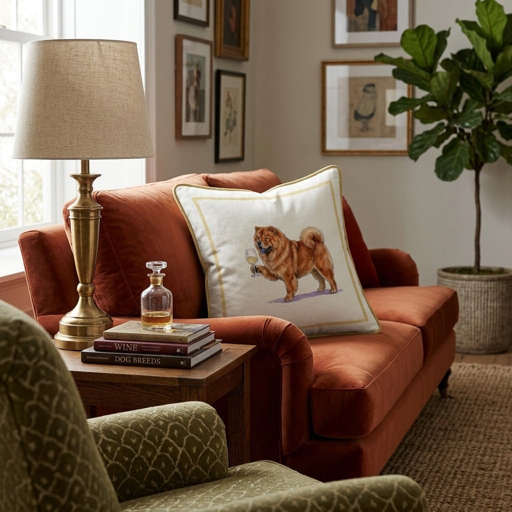 White Wine Chow Throw Pillow - Hillcroft Home