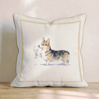White Wine Corgi Throw Pillow - Hillcroft Home