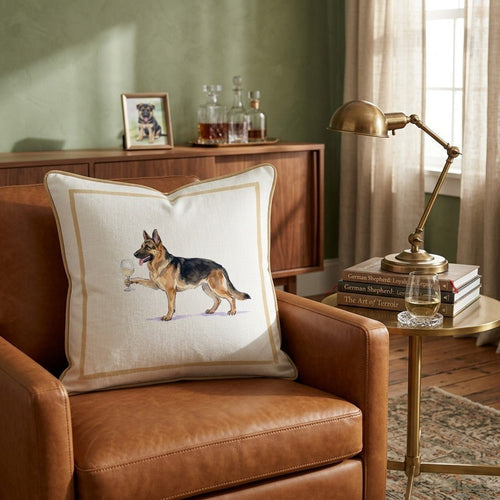 White Wine German Shepherd_ Throw Pillow - Hillcroft Home