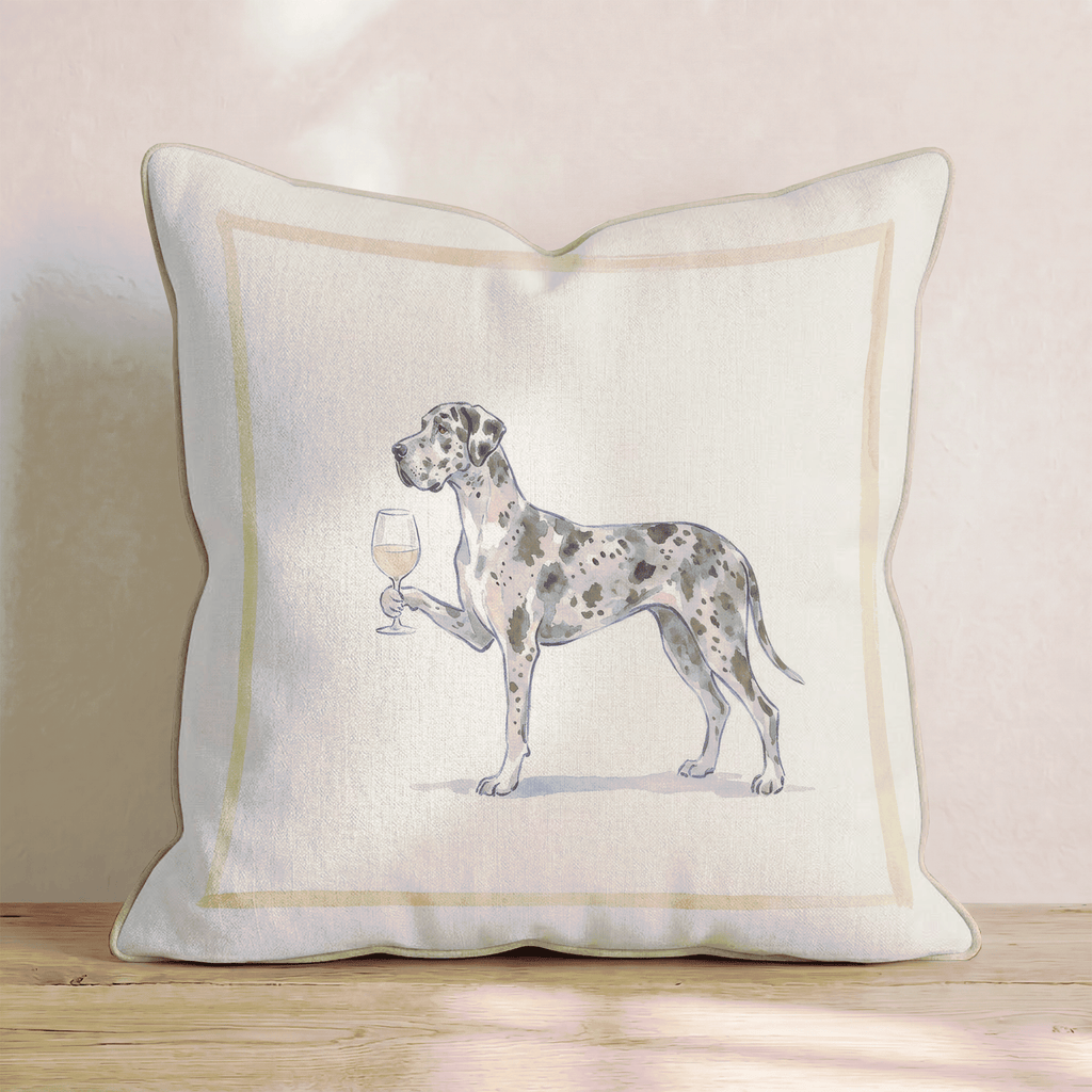 White Wine Great Dane Throw Pillow - Hillcroft Home