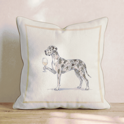 White Wine Great Dane Throw Pillow - Hillcroft Home