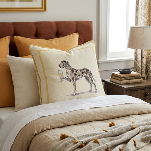 White Wine Great Dane Throw Pillow - Hillcroft Home