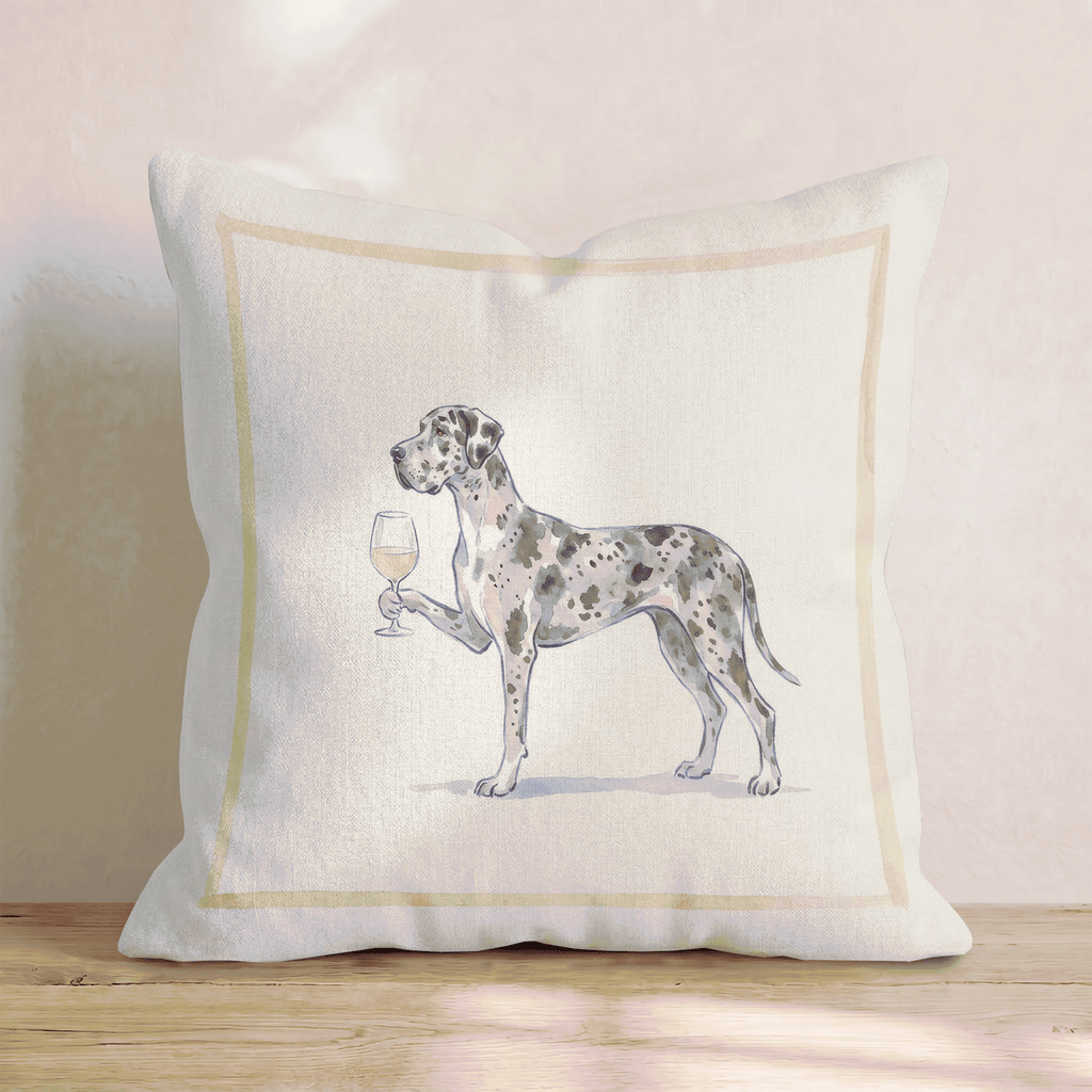 White Wine Great Dane Throw Pillow - Hillcroft Home