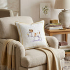 White Wine Jack Russell Throw Pillow - Hillcroft Home