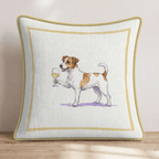 White Wine Jack Russell Throw Pillow - Hillcroft Home