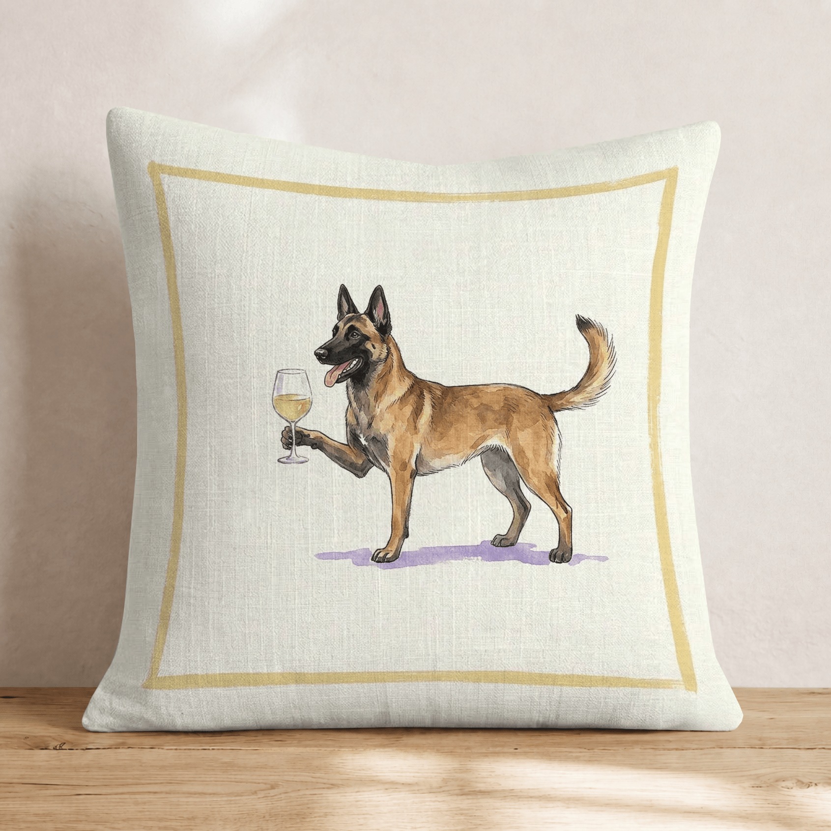 White Wine Malinois Throw Pillow - Hillcroft Home