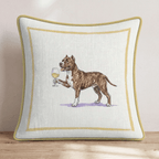White Wine Pitbull Throw Pillow - Hillcroft Home