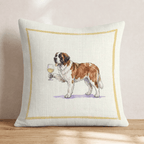 White Wine Saint Bernard Throw Pillow - Hillcroft Home