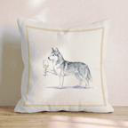 White Wine Siberian Husky Throw Pillow - Hillcroft Home