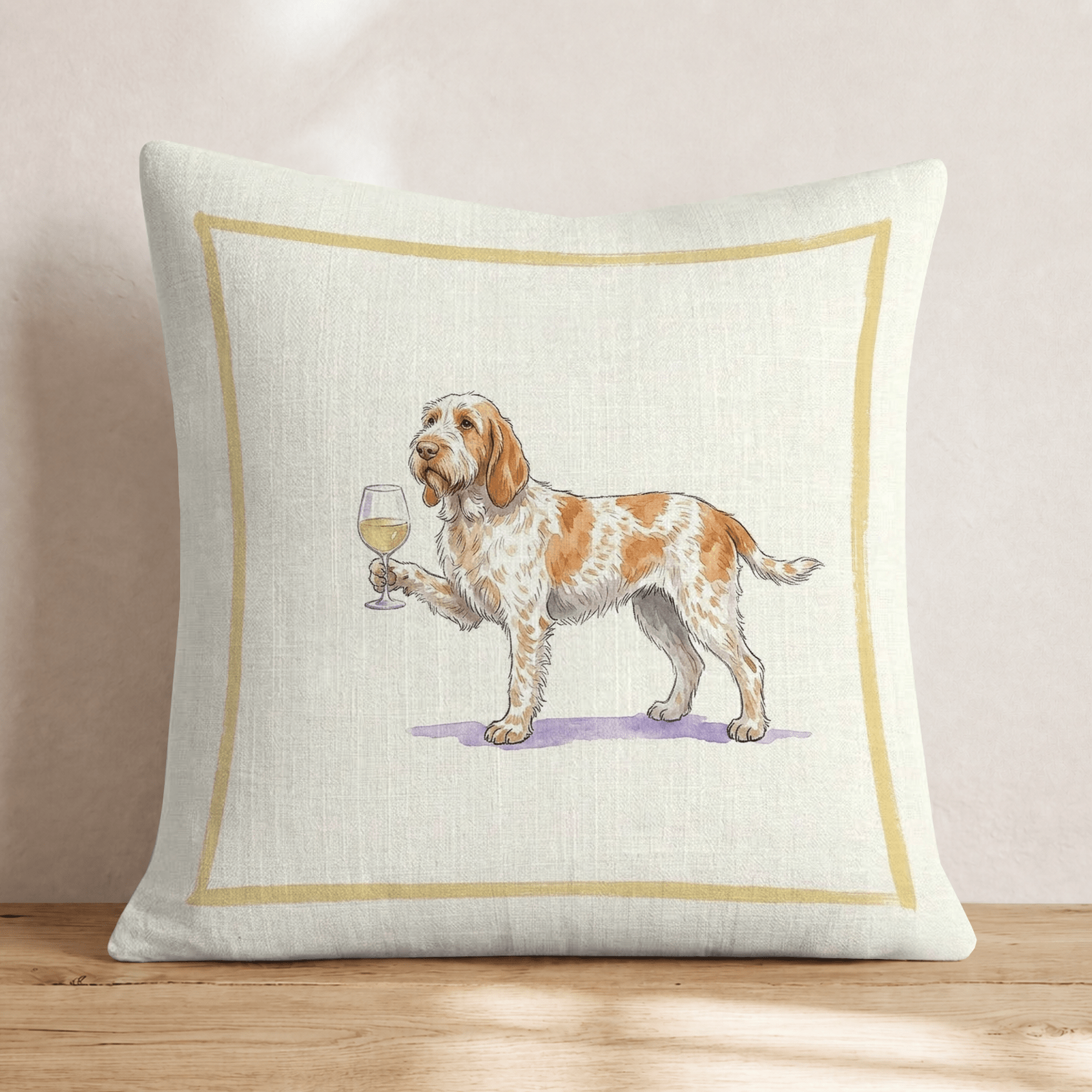 White Wine Spinone Throw Pillow - Hillcroft Home