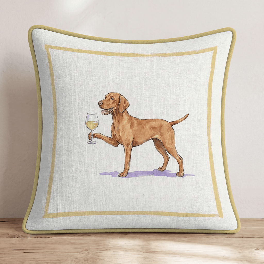 White Wine Vizsla Throw Pillow - Hillcroft Home