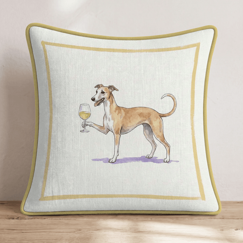 White Wine Whippet Throw Pillow - Hillcroft Home