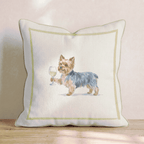 White Wine Yorkshire Terrier Throw Pillow - Hillcroft Home