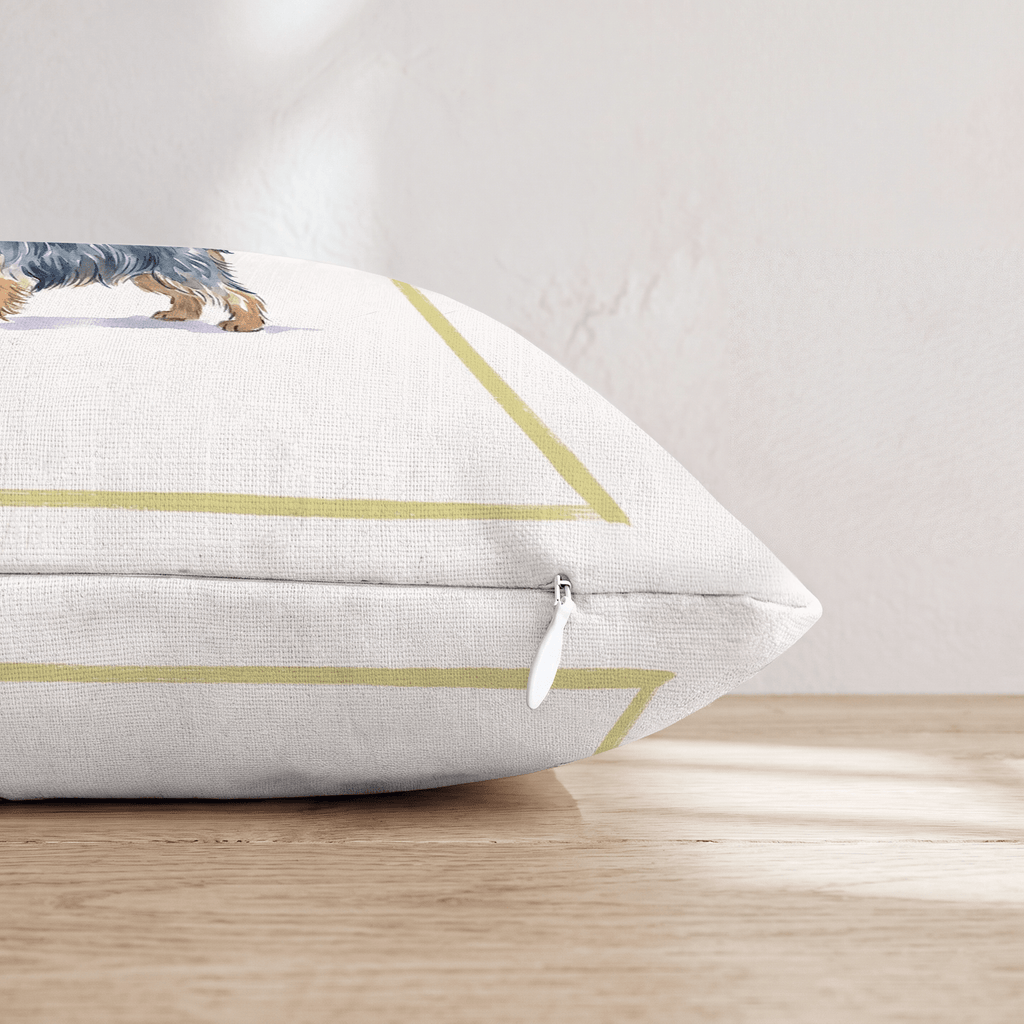 White Wine Yorkshire Terrier Throw Pillow - Hillcroft Home