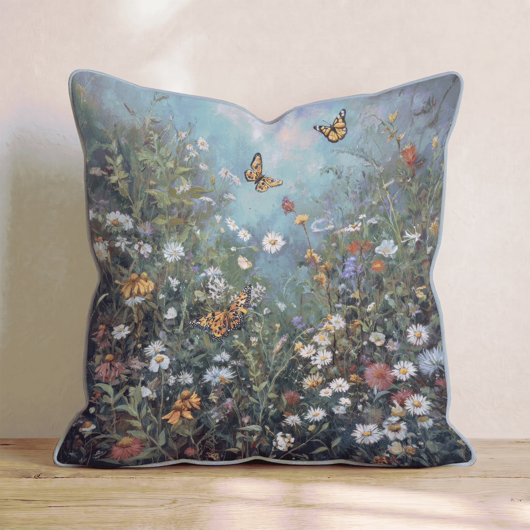 Wild Meadow Butterflies Throw Pillow - Hillcroft Home