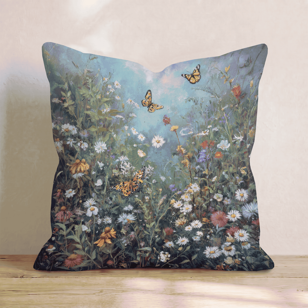 Wild Meadow Butterflies Throw Pillow - Hillcroft Home