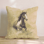 Wild Mustang Sepia Throw Pillow - Hillcroft Home