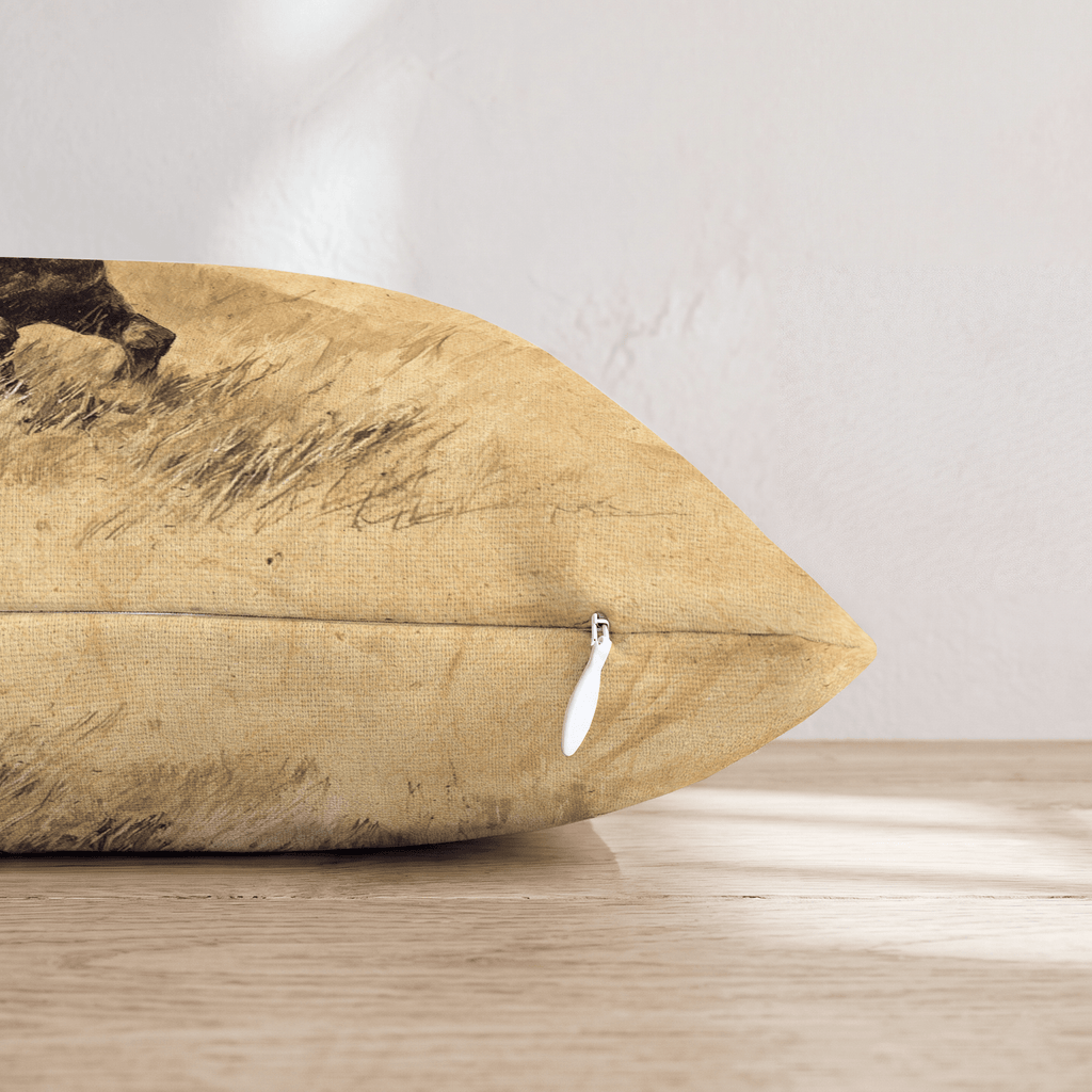 Wild Mustang Sepia Throw Pillow - Hillcroft Home