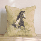 Wild Mustang Sepia Throw Pillow - Hillcroft Home