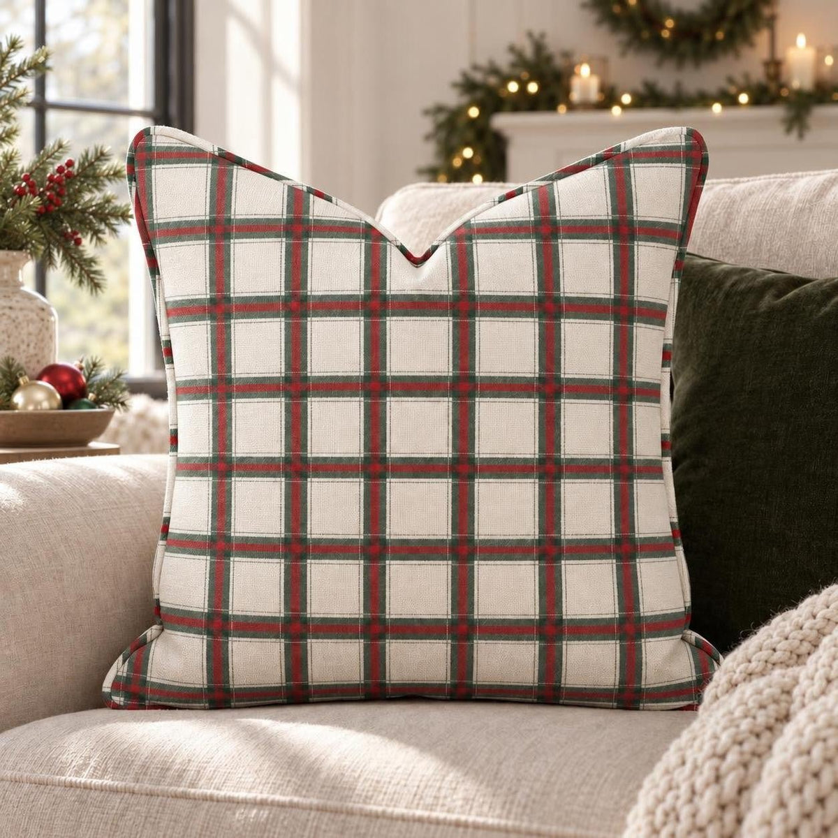 Windowpane Wassail Throw Pillow throw pillow - Hillcroft Home