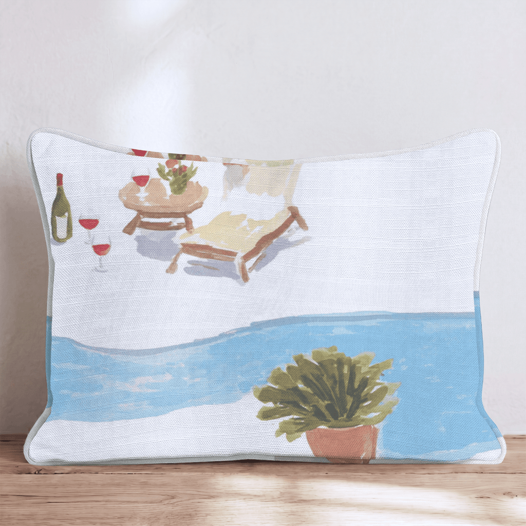 Wine by the Pool Throw Pillow - Hillcroft Home