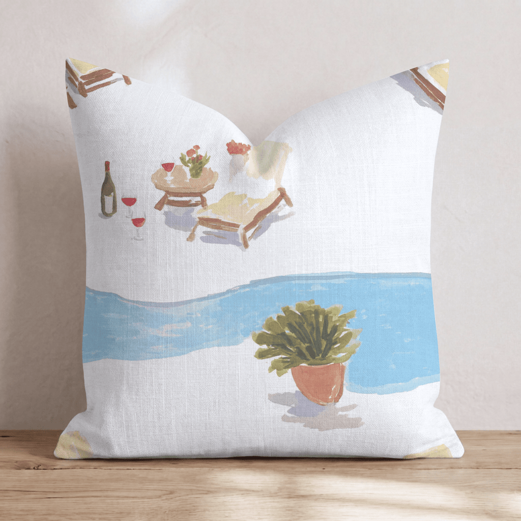 Wine by the Pool Throw Pillow - Hillcroft Home