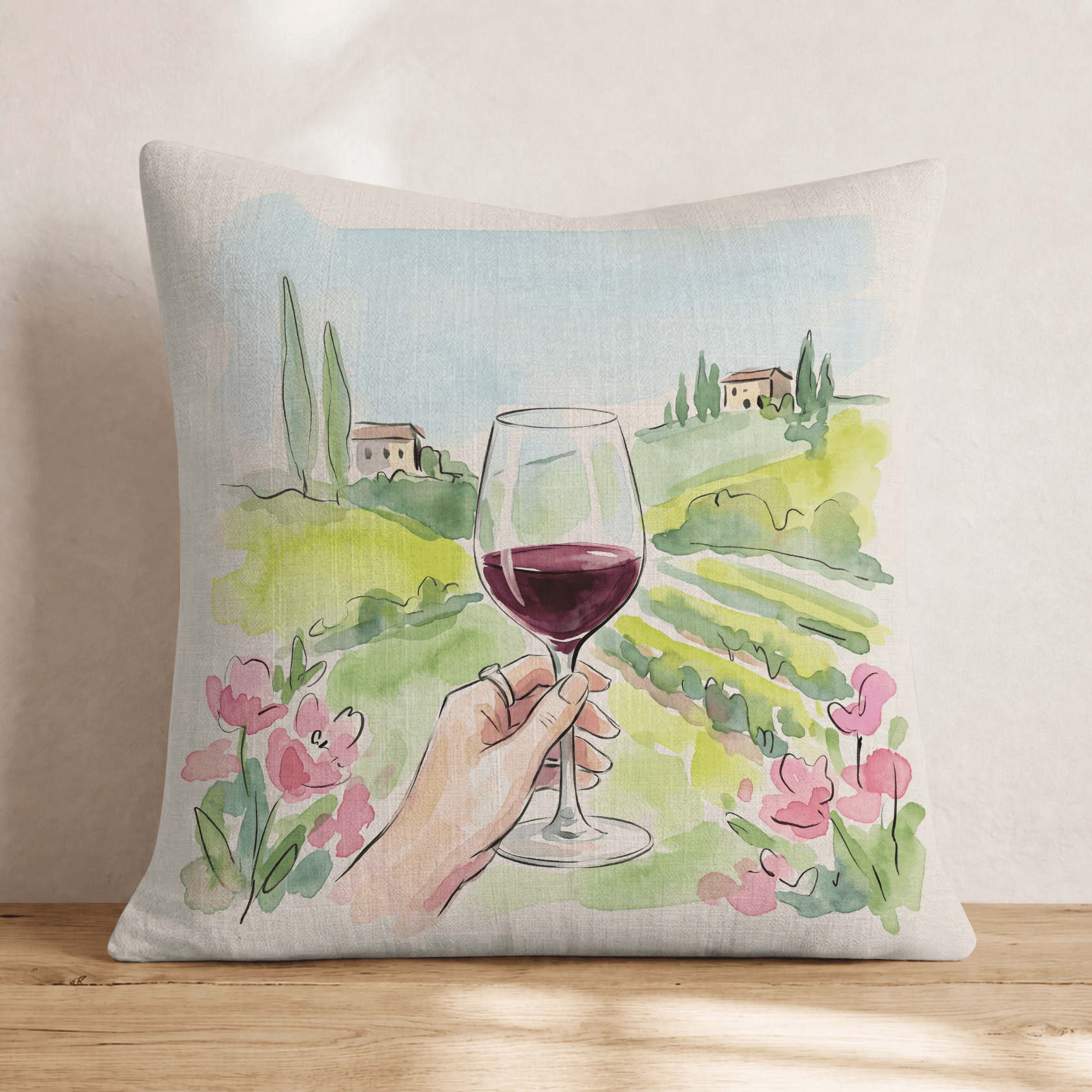 Wine Tasting Throw Pillow - Hillcroft Home