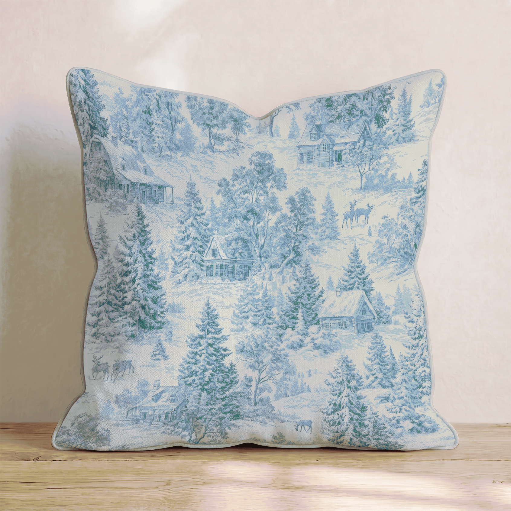 Winter Christmas Toile Throw Pillow - Hillcroft Home