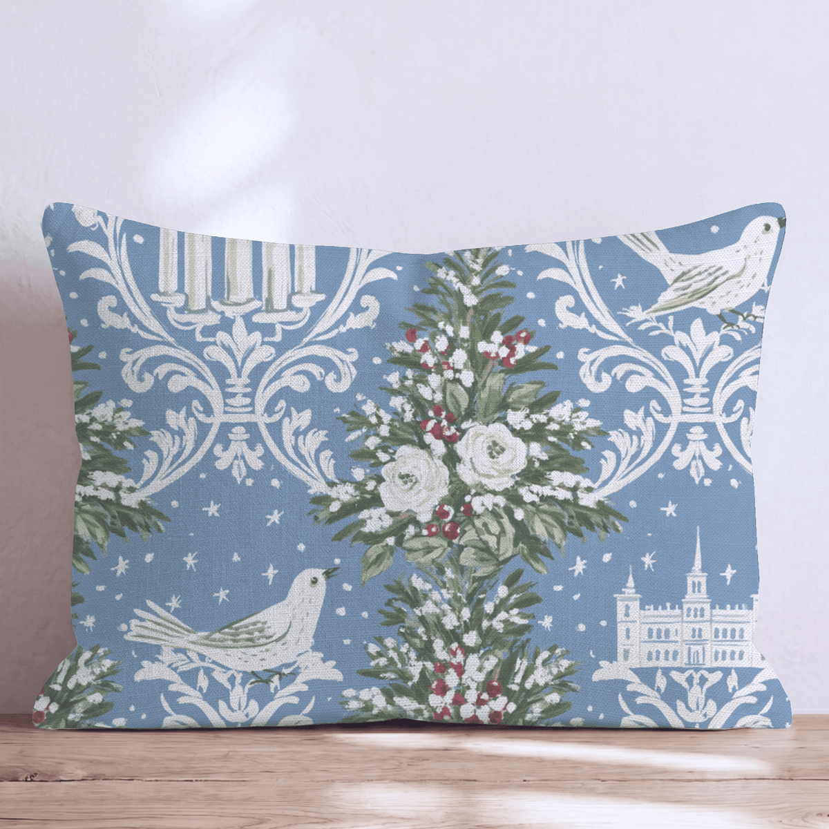 Winter Damask Throw Pillow throw pillow - Hillcroft Home