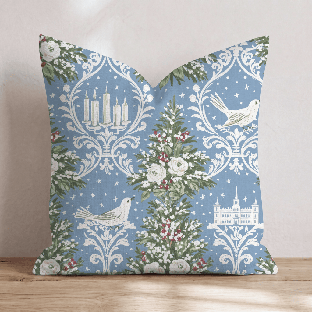 Winter Damask Throw Pillow throw pillow - Hillcroft Home
