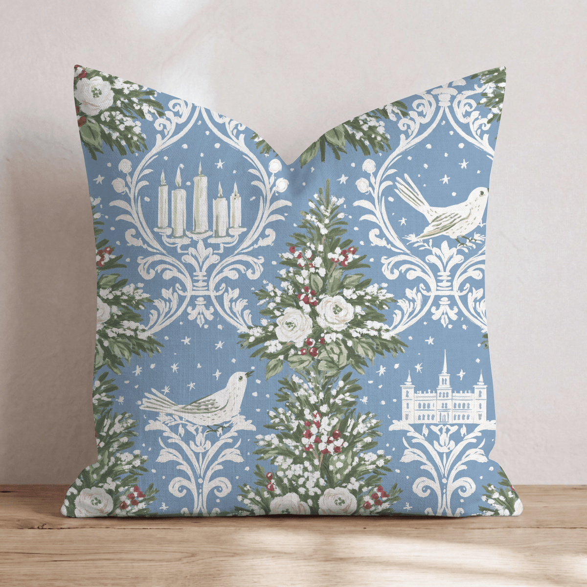 Winter Damask Throw Pillow throw pillow - Hillcroft Home