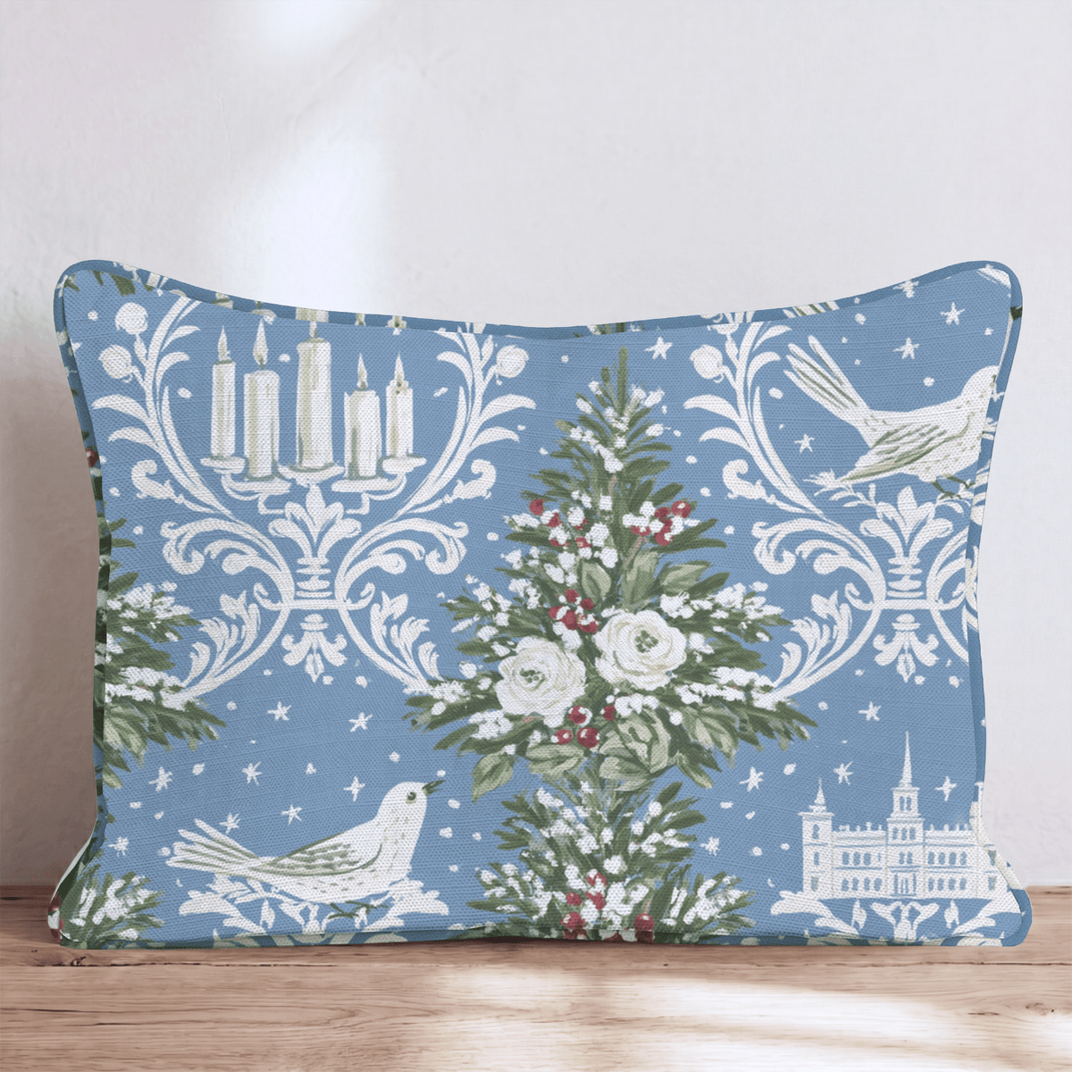 Winter Damask Throw Pillow throw pillow - Hillcroft Home